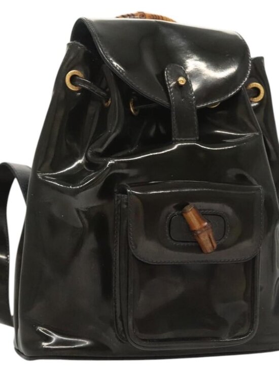 GUCCI Bamboo Backpack Enamel Navy Gold 003 2058 0030 Auth bs26080 main image 13